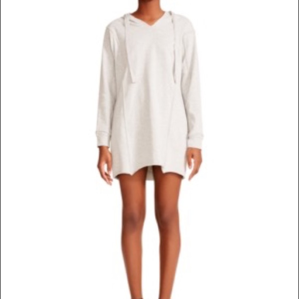 MADDEN GIRL Juniors' Raw-edge Hoodie Dress In Heather Grey. Size M, NWT